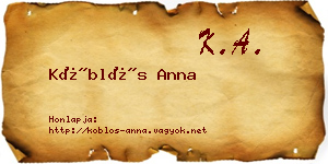 Köblös Anna névjegykártya