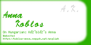 anna koblos business card